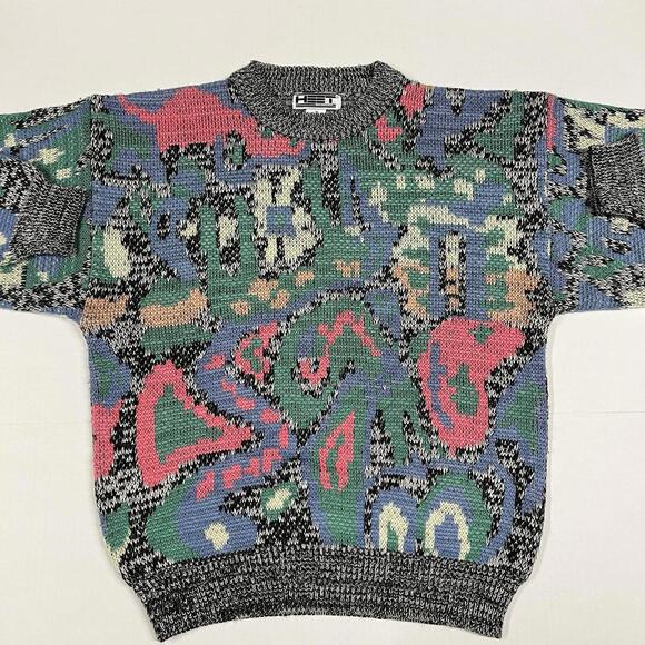 Vintage Heet Sportswear Thick Sweater Geometric Abstract Sweatshirt Sz M - Picture 3 of 10